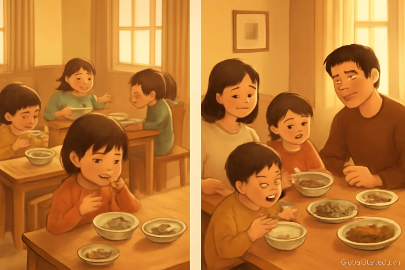 Bé ăn chậm ở trường nhưng nhanh ở nhà: nguyên nhân và cách hỗ trợ